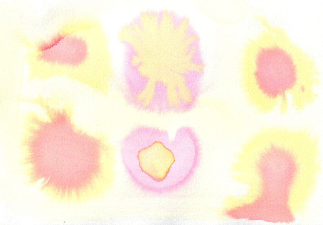 Absract soft yellow and pink watercolour splodges