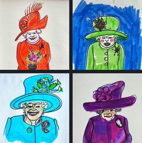 Queen cartoons - I've been drawing rainbow coats and rainbow hats