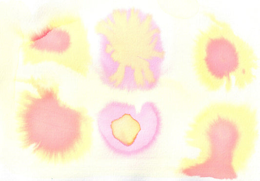 Absract soft yellow and pink watercolour splodges