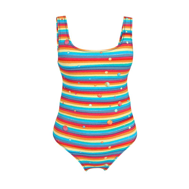 Swimsuit - Rainbow Splash on Stripes