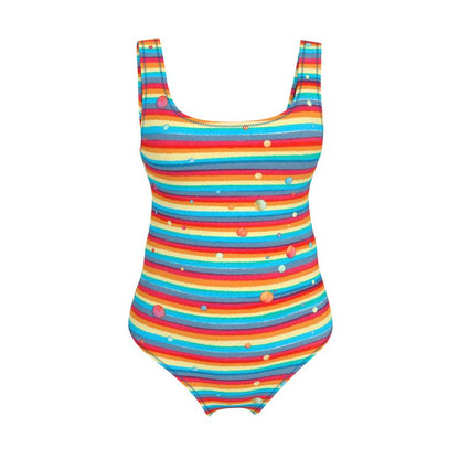 Swimsuit - Rainbow Splash on Stripes