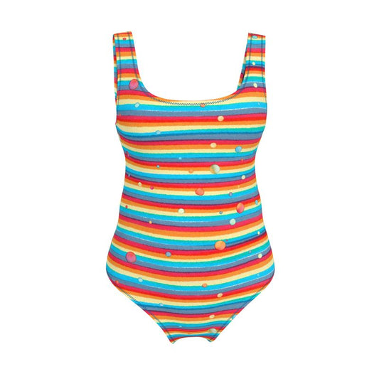 Swimsuit - Rainbow Splash on Stripes