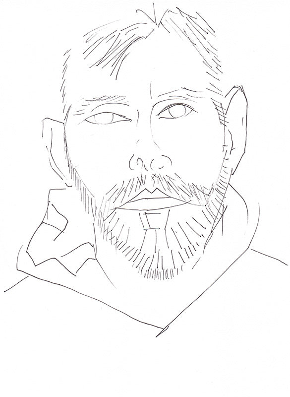 Portrait of Steve - line drawing black white - Bournemouth 9 April 2023