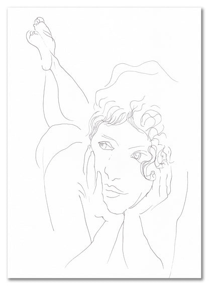Portrait drawing of Roxana lying on her front - 30 July 2023