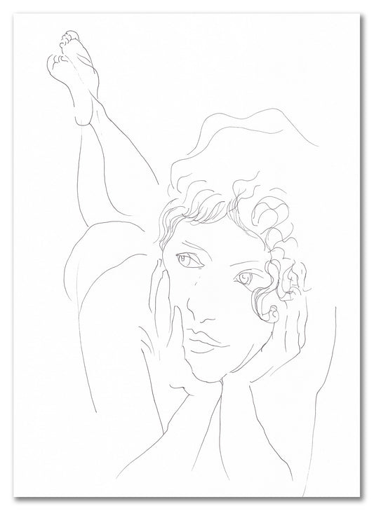 Portrait drawing of Roxana lying on her front - 30 July 2023