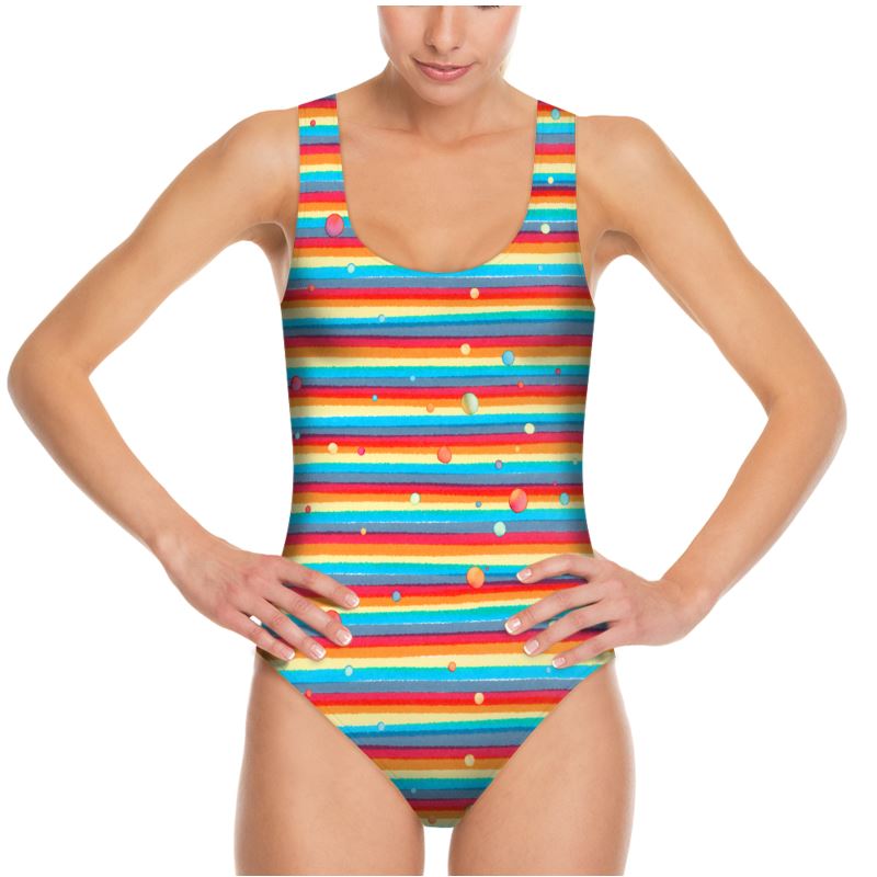Swimsuit - Rainbow Splash on Stripes