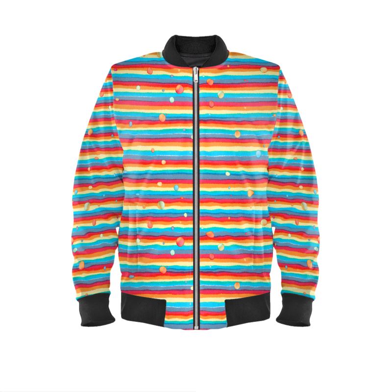 Ladies Bomber Jacket - Rainbow Splash on Stripes