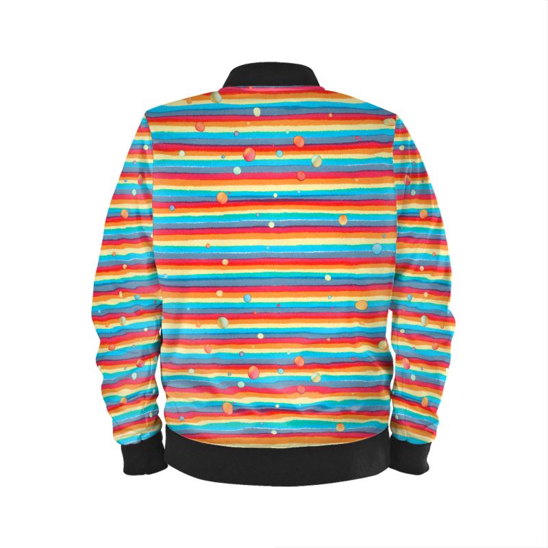 Ladies Bomber Jacket - Rainbow Splash on Stripes