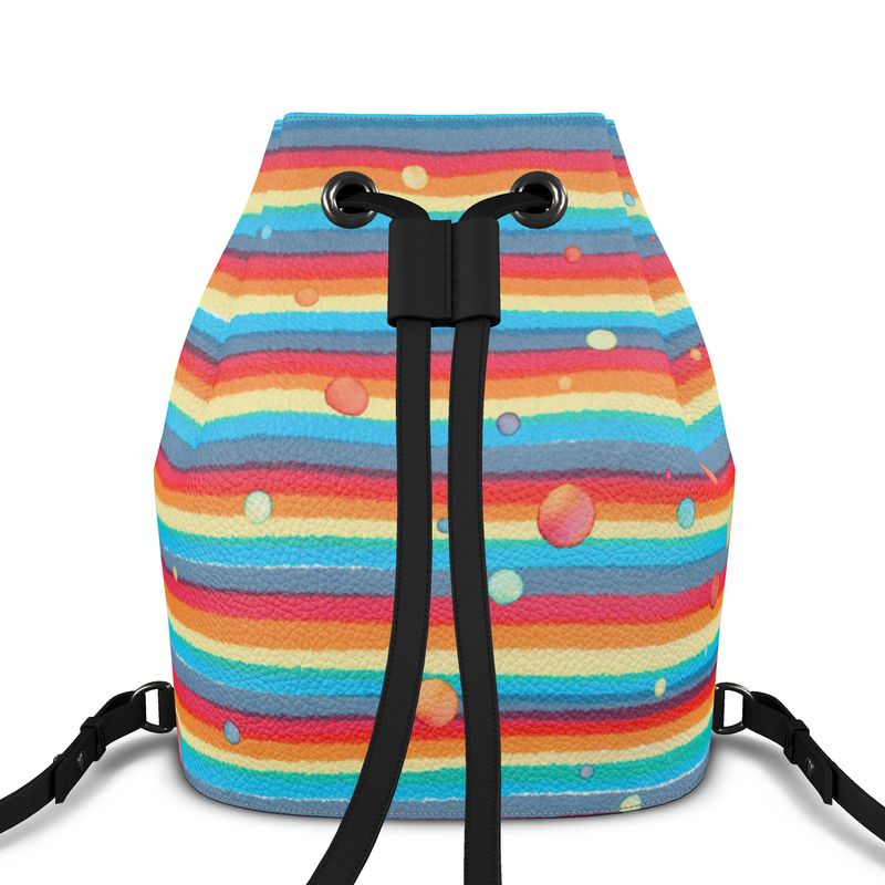 Bucket Backpack - Rainbow Splash on Stripes