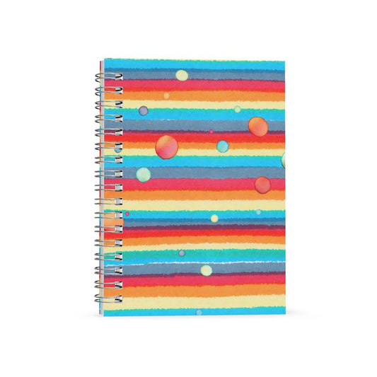 Spiral Note Books - Rainbow Splash on Stripes