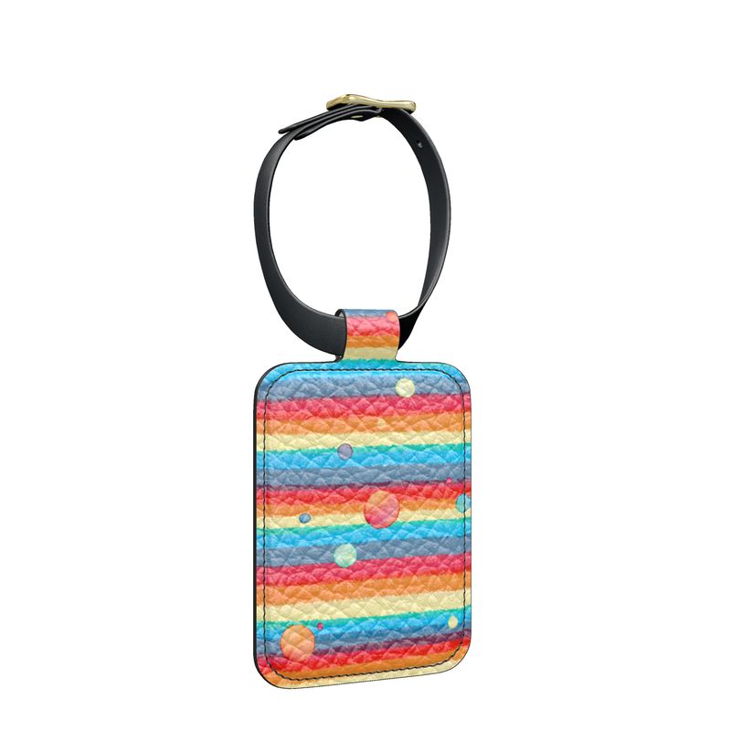 Luggage Tag - Rainbow Splash on Stripes