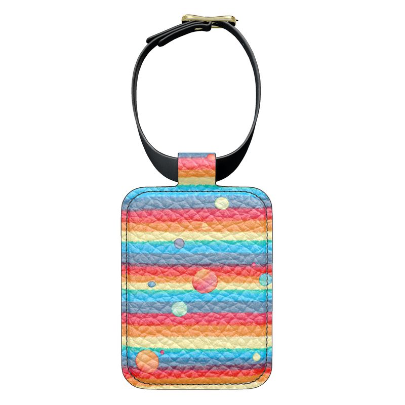 Luggage Tag - Rainbow Splash on Stripes
