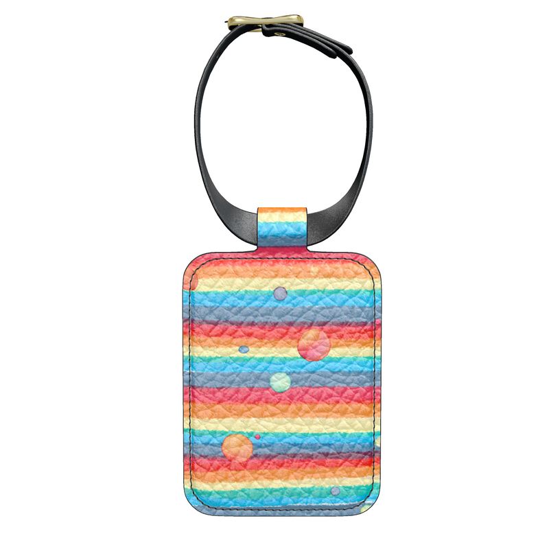 Luggage Tag - Rainbow Splash on Stripes