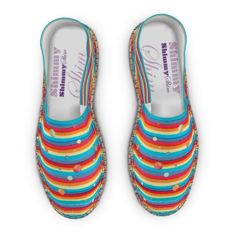 Espadrille Shoes - Rainbow Splash on Stripes