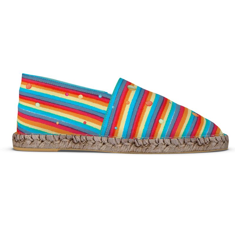 Espadrille Shoes - Rainbow Splash on Stripes