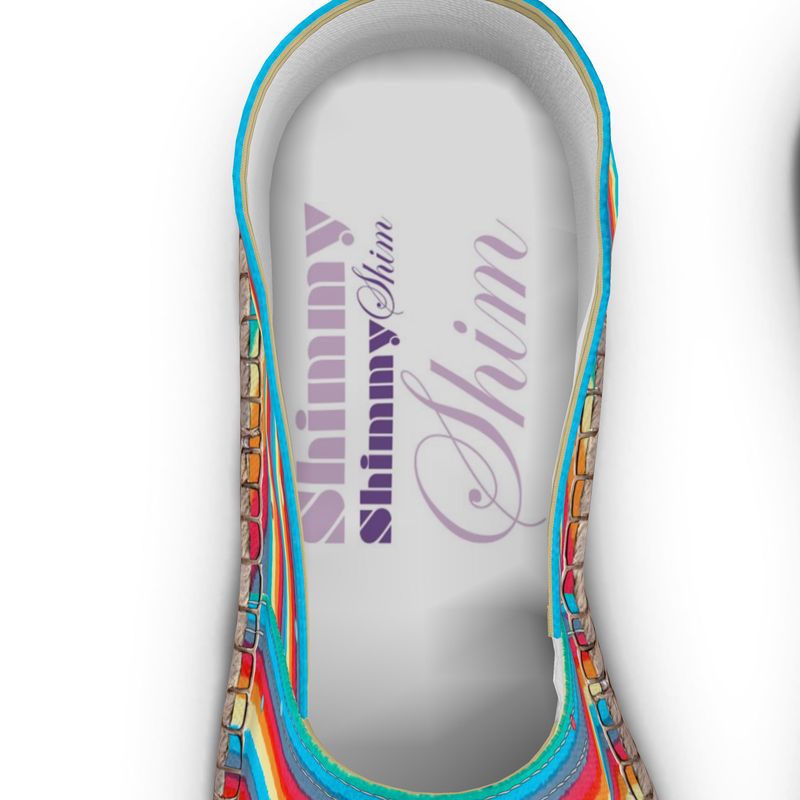 Espadrille Shoes - Rainbow Splash on Stripes