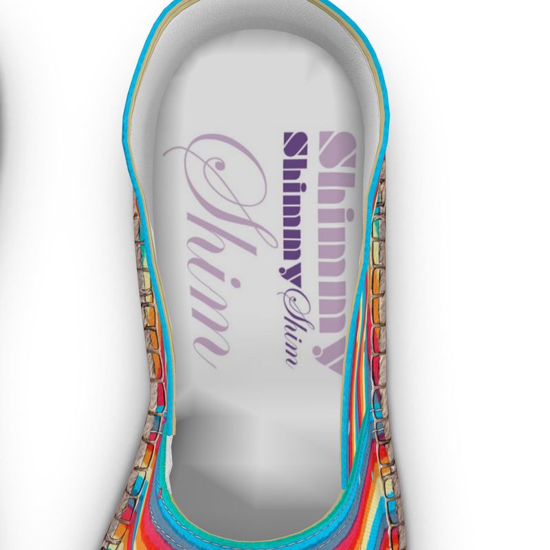 Espadrille Shoes - Rainbow Splash on Stripes