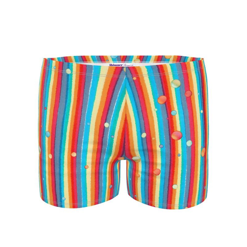 Men’s Swimming Trunks - Rainbow Splash on Stripes