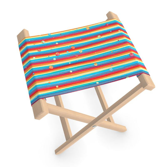 Folding Stool Chair - Rainbow Splash on Stripes