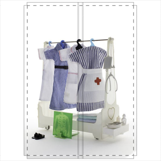 2 Panel Folding Screen - Retro Nurse Fashion Vignette