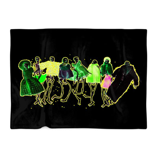 Blanket - Green Halloween Party Skeletons