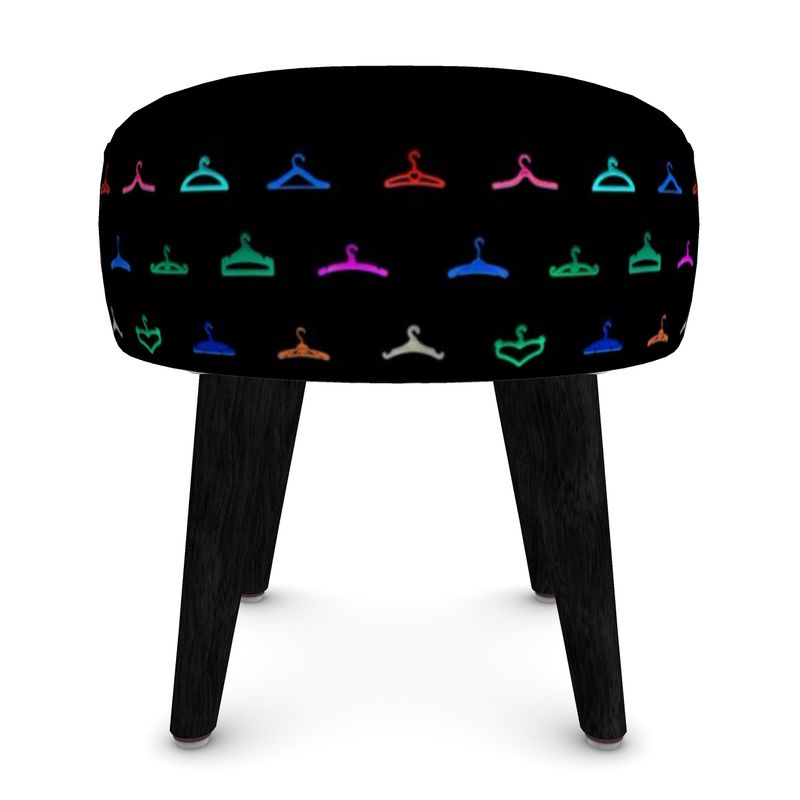 Round Stool - Black, Blue Hangers Multi Pattern
