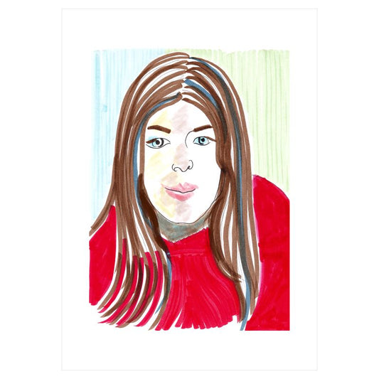 A3 art print girl in red with background 5 February 2023