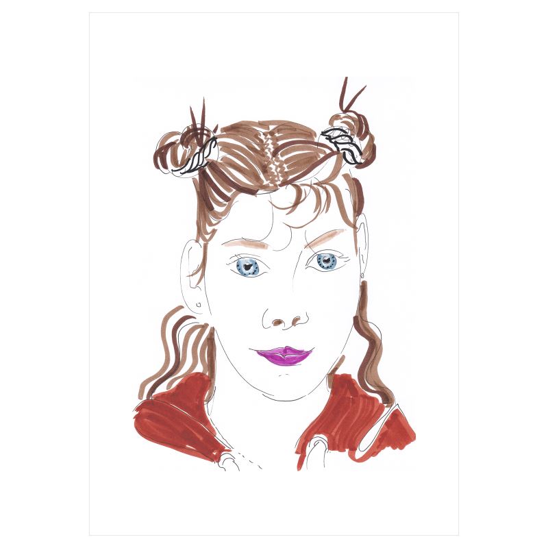 A3 art print - Girl With Top Knots 10 February 2023
