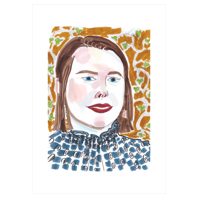 A3 art print - Woman With Blue Patterned Blouse - 9 February 2023
