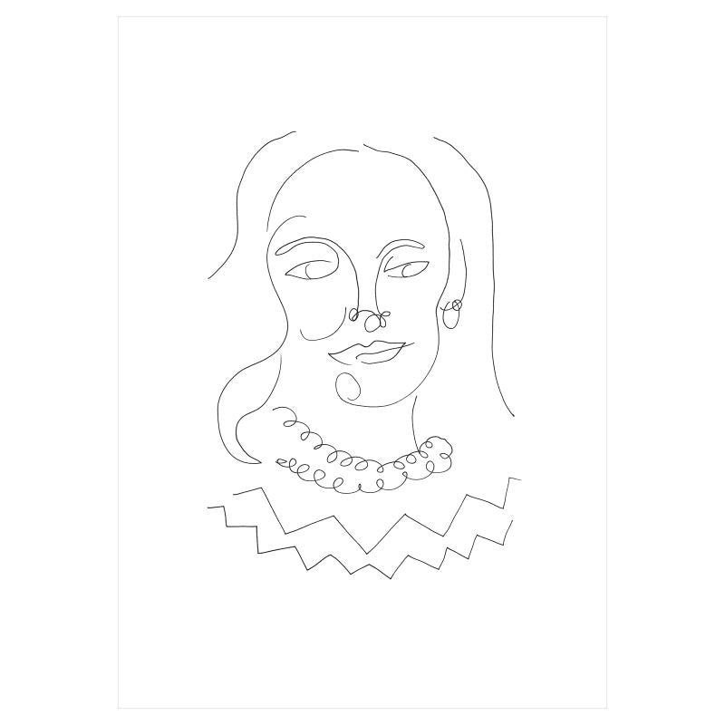 A3 art print - Black and White Line Portrait - 9 February 2023